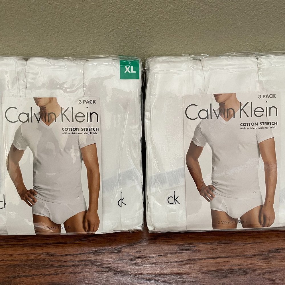 Calvin Klein Men's V-Neck Tee, 6-pack, Color : White, Men's Size : X-Large
